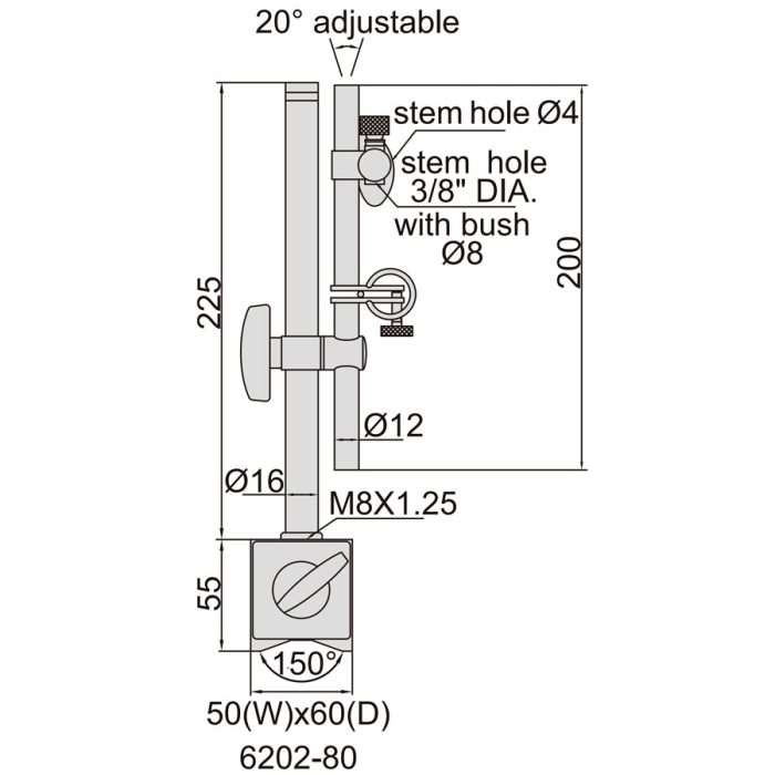 ابعاد پایه ساعت 80 کیلوگرم مگنتی اینسایز