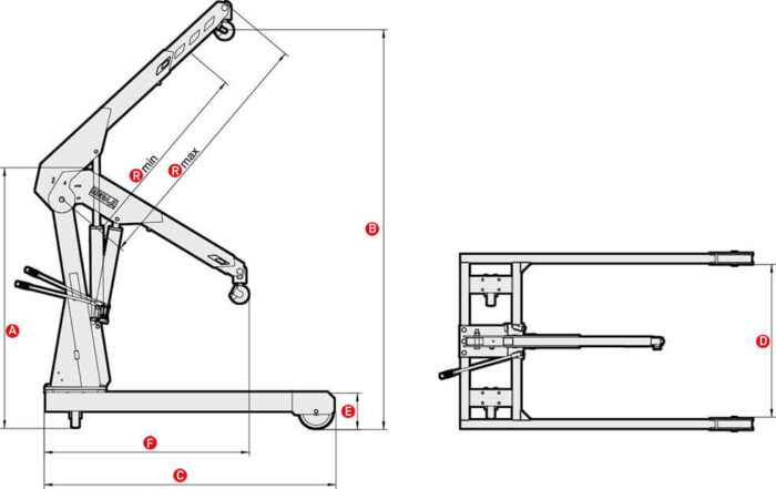 ابعاد جک موتور در آور 3 تن مگا