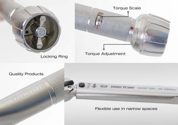 آچار ترکمتر جغجغه ای کینگ تونی 400 الی 2000 کیلوگرم فورس سانتیمتر درایو 1/2 - Image 4