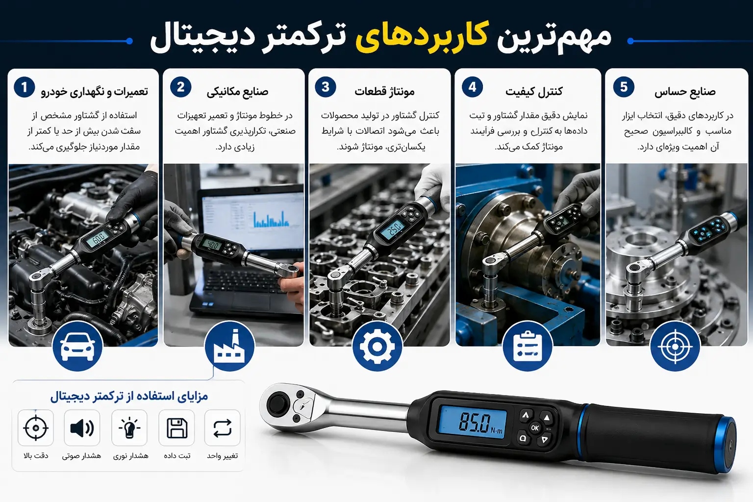 مهم‌ترین کاربردهای ترکمتر دیجیتال عبارت‌اند از